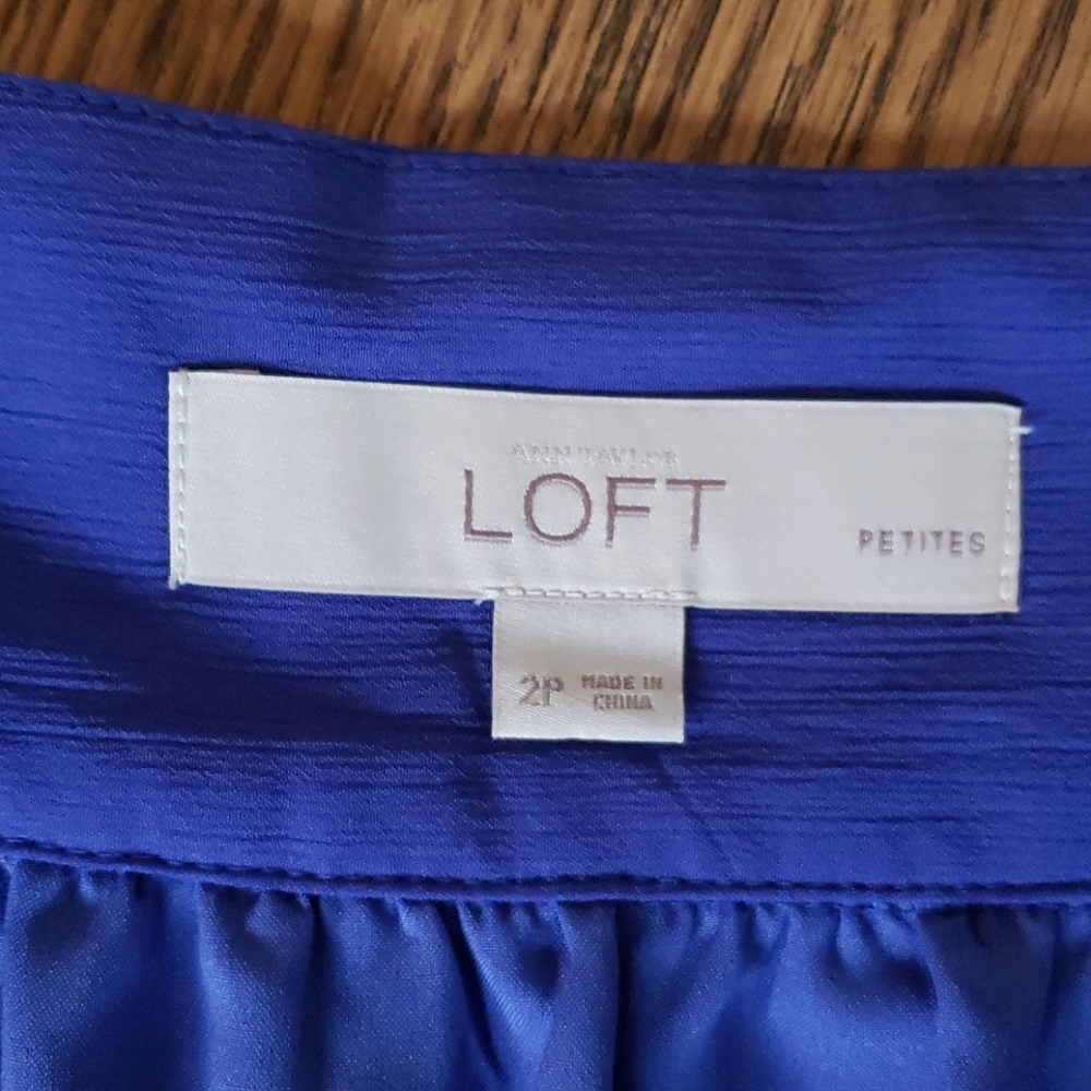 NWOT LOFT | blue chiffon lined skirt | 2P | L 16.5 | W 14.5 - Picture 4 of 8